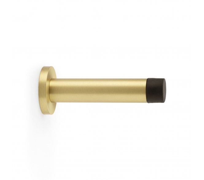 A&W Skirting Mounted Doorstop On Rose 80mm - Satin Brass