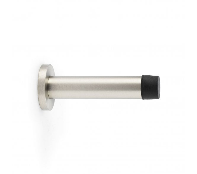 A&W Skirting Mounted Doorstop On Rose 80mm - Satin Nickel