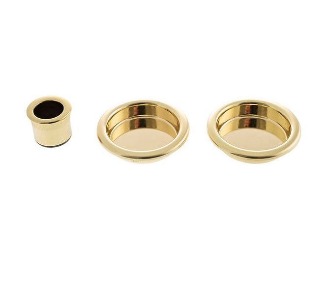 AGB Round Sliding Door Flush Pulls (PAIR) - Polished Brass
