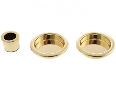 AGB Round Sliding Door Flush Pulls (PAIR) - Polished Brass