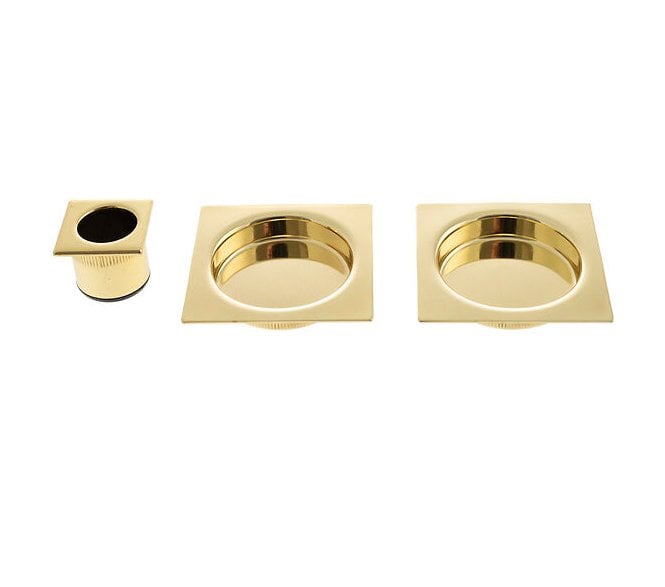 AGB Square Sliding Door Flush Pulls (PAIR) - Polished Brass