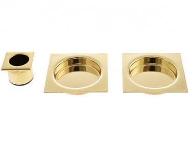 AGB Square Sliding Door Flush Pulls (PAIR) - Polished Brass
