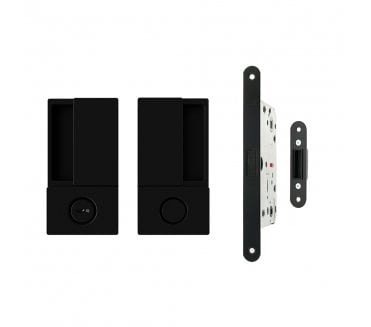 AGB Wave Flush Magnetic Bathroom Lock Set - Matt Black
