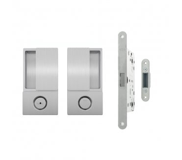 AGB Wave Flush Magnetic Bathroom Lock Set - Satin Chrome