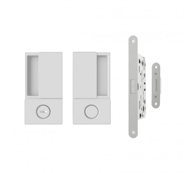 AGB Wave Flush Magnetic Bathroom Lock Set - White