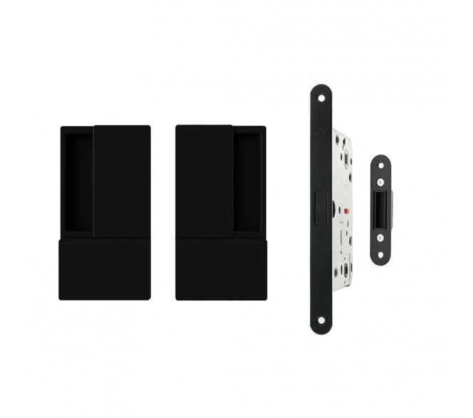 AGB Wave Flush Magnetic Latch Handle Set - Matt Black