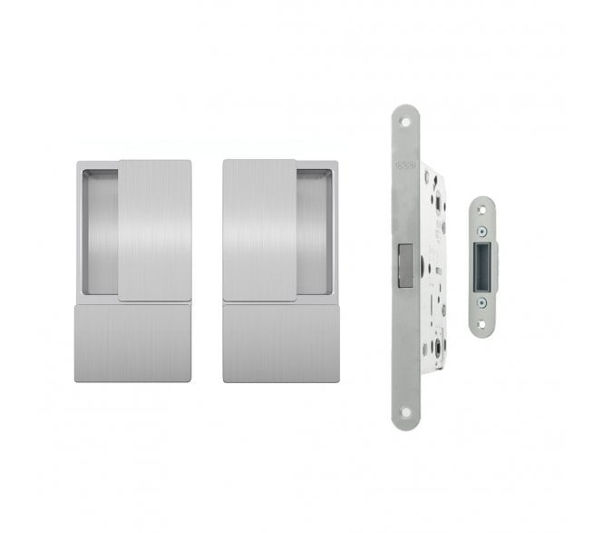 AGB Wave Flush Magnetic Latch Handle Set - Satin Chrome