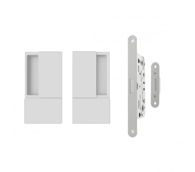 AGB Wave Flush Magnetic Latch Handle Set - White