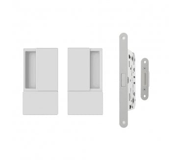 AGB Wave Flush Magnetic Latch Handle Set - White