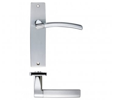 Amalfi Door Handles On Backplate - Satin Chrome/Polished Chrome