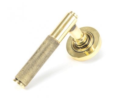 Anvil 45659 Brompton Knurled Lever on Rose Set (Plain Rose) - Aged Brass