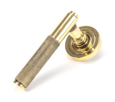 Anvil 45660 Brompton Knurled Lever on Rose Set (Art Deco) - Aged Brass