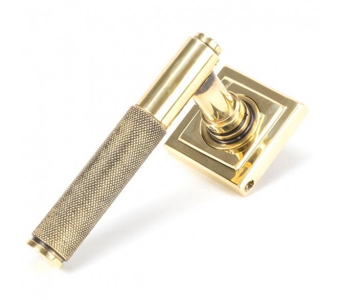Anvil 45662 Brompton Knurled Lever on Rose Set (Square Rose) - Aged Brass