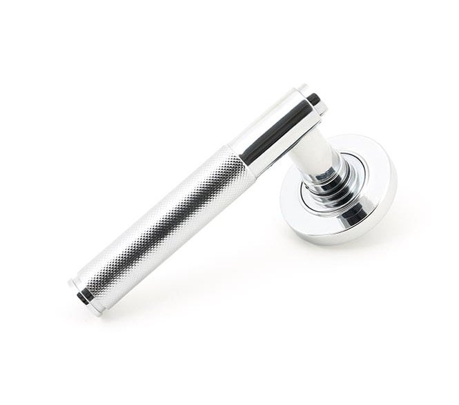 Anvil 45663 Brompton Knurled Lever on Rose Set (Plain Rose) - Polished Chrome