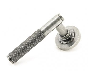 Anvil 45679 Brompton Knurled Lever Handle On Rose Set (Plain Rose) - Pewter