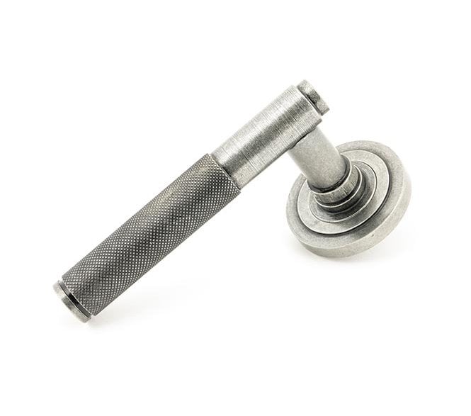 Anvil 45680 Brompton Knurled Lever Handle On Rose Set (Art Deco Rose) - Pewter