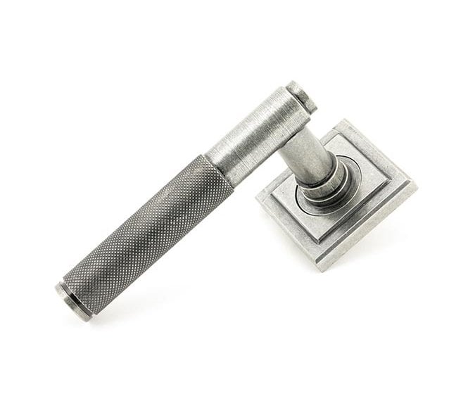 Anvil 45682 Brompton Knurled Lever Handle On Rose Set (Square Rose) - Pewter