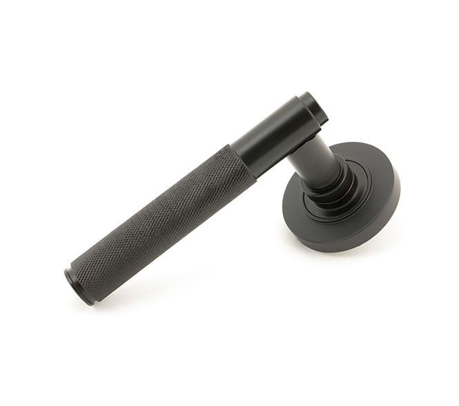 Anvil 46097 Brompton Knurled Lever on Rose Set (Plain Rose) - Aged Bronze