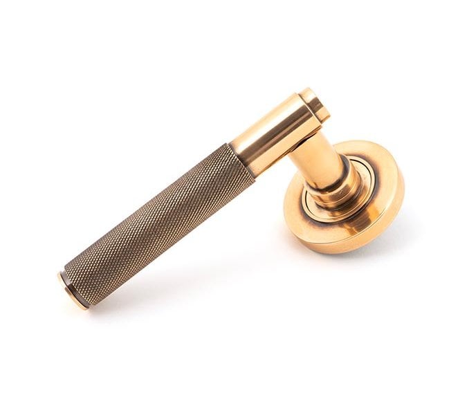 Anvil 46101 Brompton Knurled Lever on Rose Set (Plain Rose) - Polished Bronze