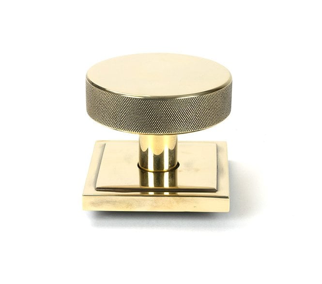 Anvil 46737 Brompton Knurled Centre Door Knob (Square Rose) - Aged Brass