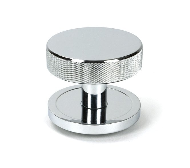 Anvil 46738 Brompton Knurled Centre Door Knob (Plain Rose) - Polished Chrome