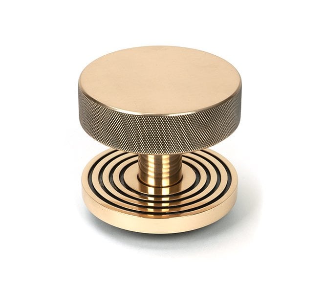 Anvil 46752 Brompton Knurled Centre Door Knob (Beehive Rose) - Polished Bronze
