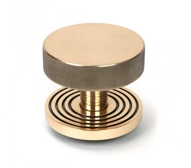 Anvil 46752 Brompton Knurled Centre Door Knob (Beehive Rose) - Polished Bronze