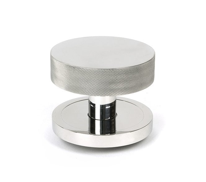 Anvil 46766 Brompton Knurled Grade 316 Knurled Centre Door Knob (Plain Rose) - Polished Stainless Steel