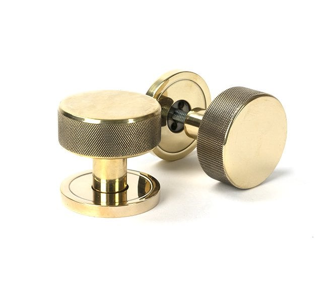 Anvil 46774 Brompton Knurled Mortice/Rim Knob Set (Plain Rose) - Aged Brass