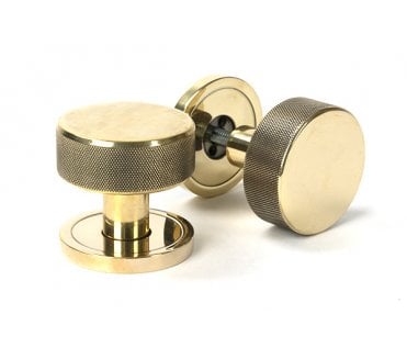 Anvil 46774 Brompton Knurled Mortice/Rim Knob Set (Plain Rose) - Aged Brass
