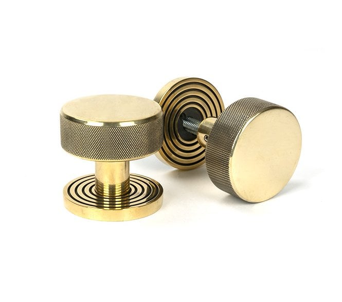 Anvil 46776 Brompton Knurled Mortice/Rim Knob Set (Beehive Rose) - Aged Brass