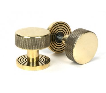 Anvil 46776 Brompton Knurled Mortice/Rim Knob Set (Beehive Rose) - Aged Brass