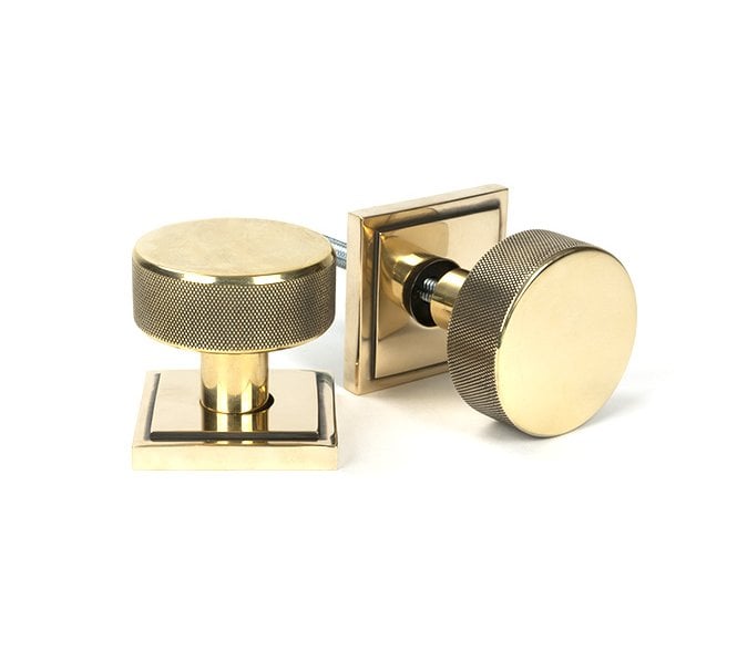 Anvil 46777 Brompton Knurled Mortice/Rim Knob Set (Square Rose) - Aged Brass