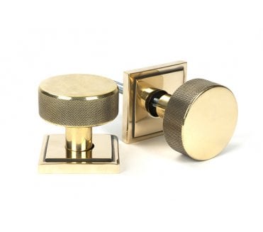 Anvil 46777 Brompton Knurled Mortice/Rim Knob Set (Square Rose) - Aged Brass