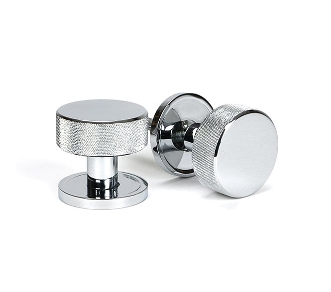 Anvil 46778 Brompton Knurled Mortice/Rim Knob Set (Plain Rose) - Polished Chrome