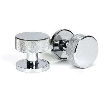 Anvil 46778 Brompton Knurled Mortice/Rim Knob Set (Plain Rose) - Polished Chrome