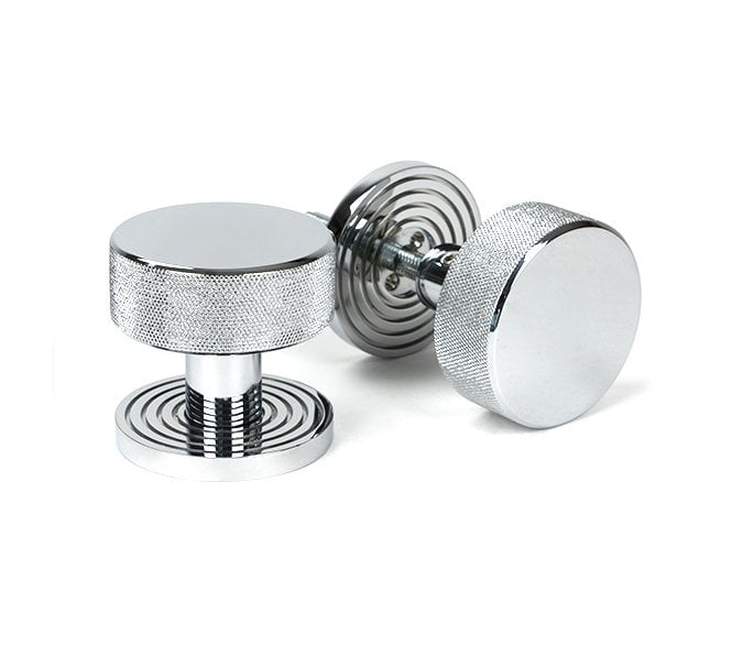 Anvil 46780 Brompton Knurled Mortice/Rim Knob Set (Beehive Rose) - Polished Chrome