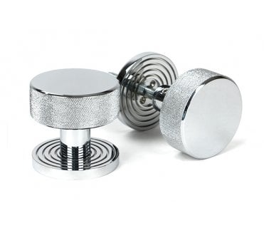 Anvil 46780 Brompton Knurled Mortice/Rim Knob Set (Beehive Rose) - Polished Chrome