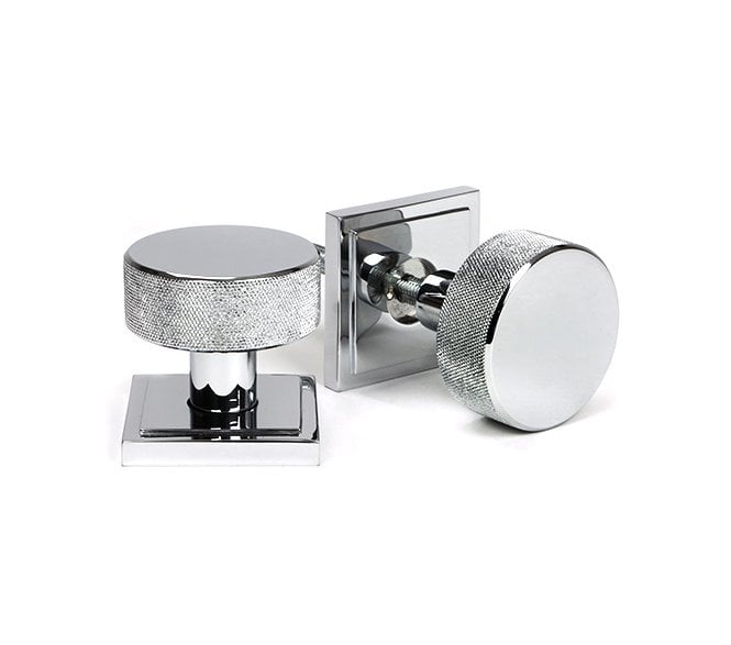 Anvil 46781 Brompton Knurled Mortice/Rim Knob Set (Square Rose) - Polished Chrome