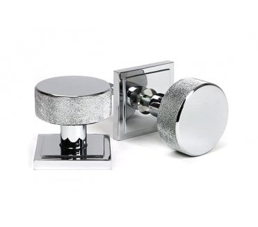 Anvil 46781 Brompton Knurled Mortice/Rim Knob Set (Square Rose) - Polished Chrome