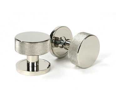 Anvil 46782 Brompton Knurled Mortice/Rim Knob Set (Plain Rose) - Polished Nickel