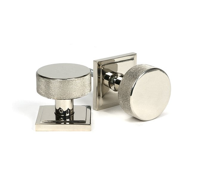 Anvil 46785 Brompton Knurled Mortice/Rim Knob Set (Square Rose) - Polished Nickel