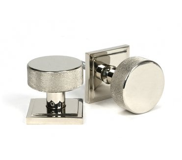 Anvil 46785 Brompton Knurled Mortice/Rim Knob Set (Square Rose) - Polished Nickel