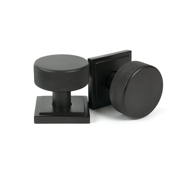 Anvil 46789 Brompton Knurled Mortice/Rim Knob Set (Square Rose) - Aged Bronze