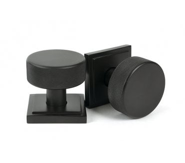 Anvil 46789 Brompton Knurled Mortice/Rim Knob Set (Square Rose) - Aged Bronze