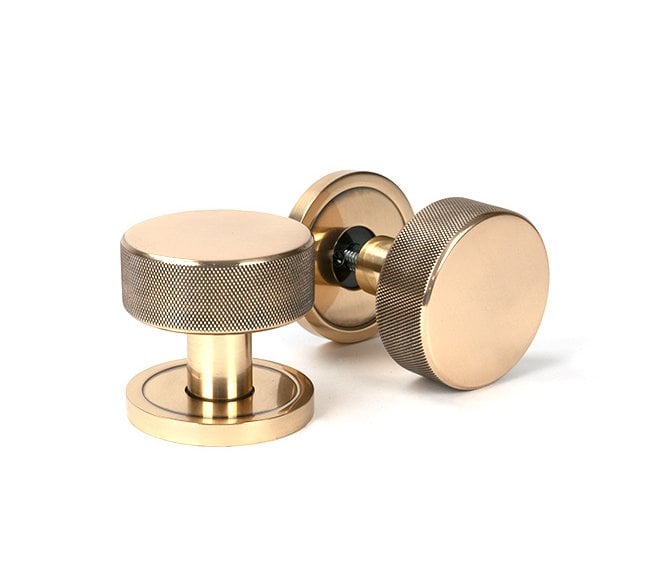 Anvil 46790 Brompton Knurled Mortice/Rim Knob Set (Plain Rose) - Polished Bronze