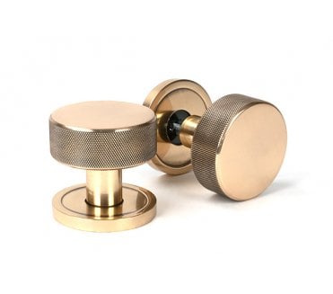 Anvil 46790 Brompton Knurled Mortice/Rim Knob Set (Plain Rose) - Polished Bronze