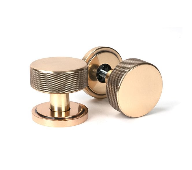 Anvil 46791 Brompton Knurled Mortice/Rim Knob Set (Art Deco) - Polished Bronze