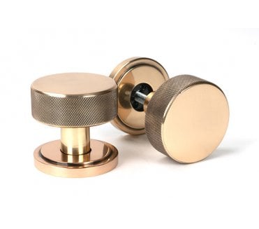 Anvil 46791 Brompton Knurled Mortice/Rim Knob Set (Art Deco) - Polished Bronze