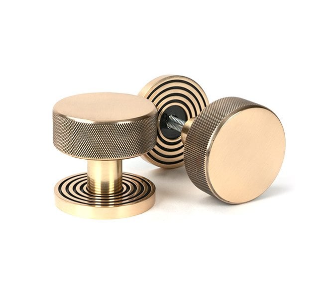 Anvil 46792 Brompton Knurled Mortice/Rim Knob Set (Beehive Rose) - Polished Bronze